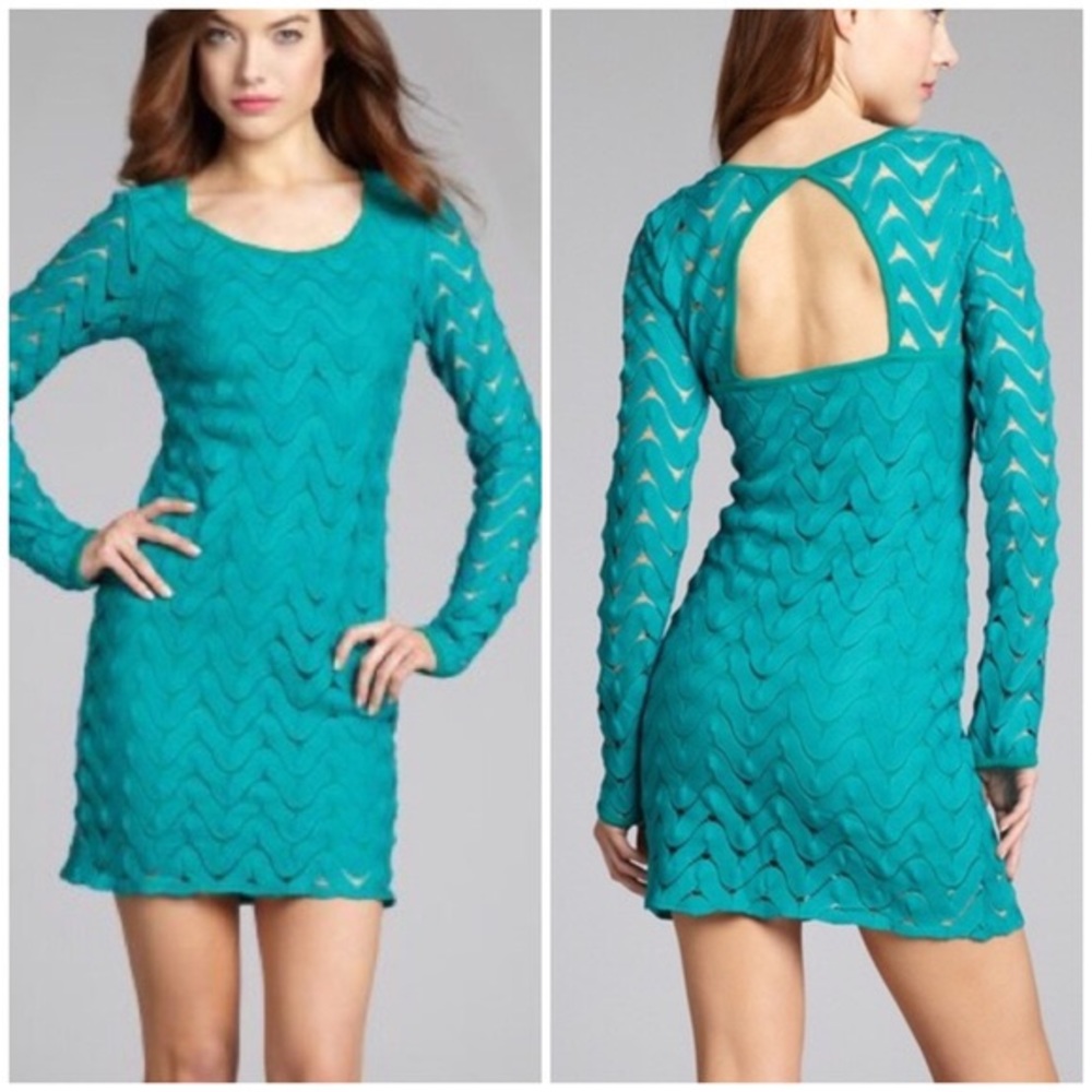Free People Emerald Green Wild Thing Crocheted Dress